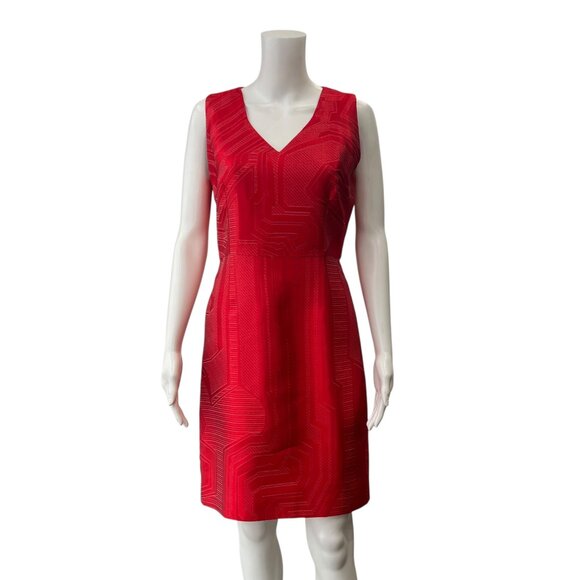 Fendi Red Geometric Dress sleeveless v-neck zip closure no material tag - Picture 1 of 8